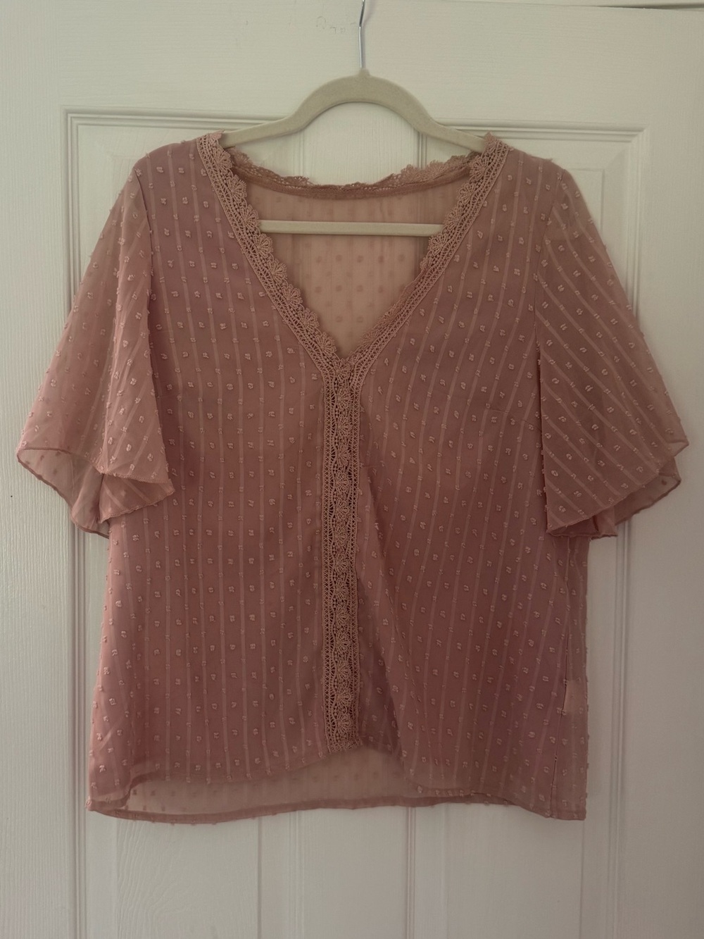 Blush Pink V-Neck Women's Top